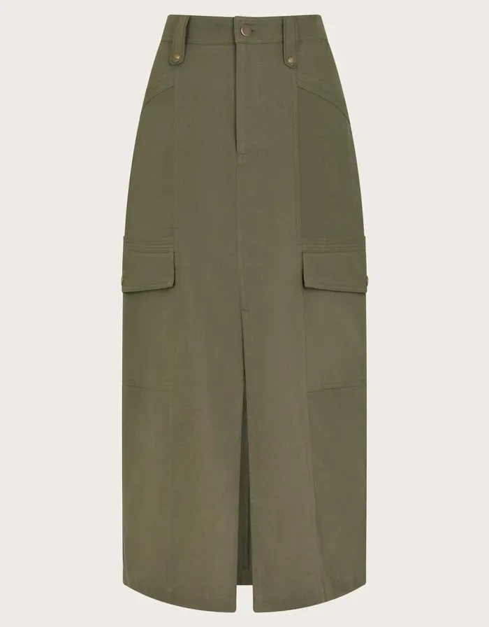Monsoon Lucia Cargo Midi Skirt Green Women Casualwear