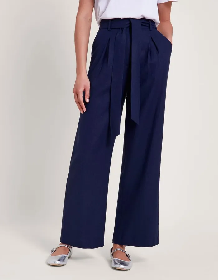 Monsoon Mabel ShortLength Tie Trousers Blue Women Trousers and Jeans Monsoon Mabel ShortLength Tie Trousers Blue Women Trousers and Jeans