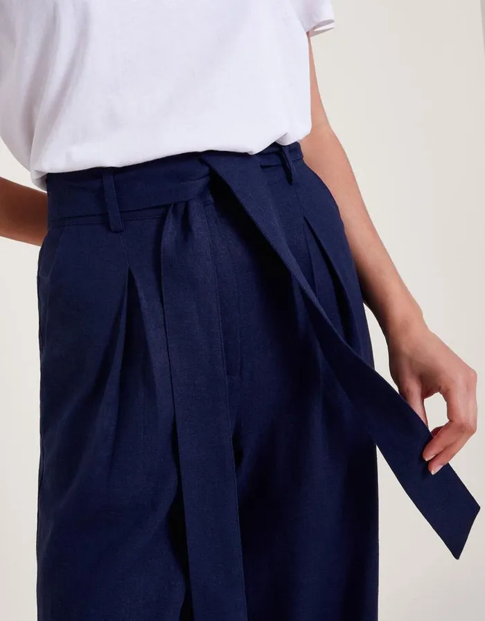 Monsoon Mabel ShortLength Tie Trousers Blue Women Trousers and Jeans Monsoon Mabel ShortLength Tie Trousers Blue Women Trousers and Jeans