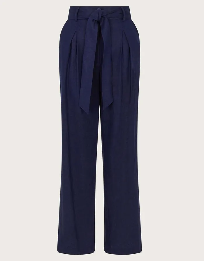 Monsoon Mabel ShortLength Tie Trousers Blue Women Trousers and Jeans Monsoon Mabel ShortLength Tie Trousers Blue Women Trousers and Jeans