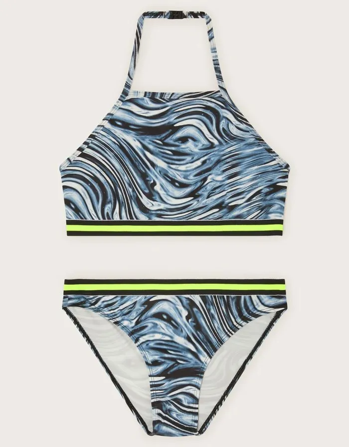 Monsoon Marble Print Bikini Set Grey Children Beachwear and Swimwear