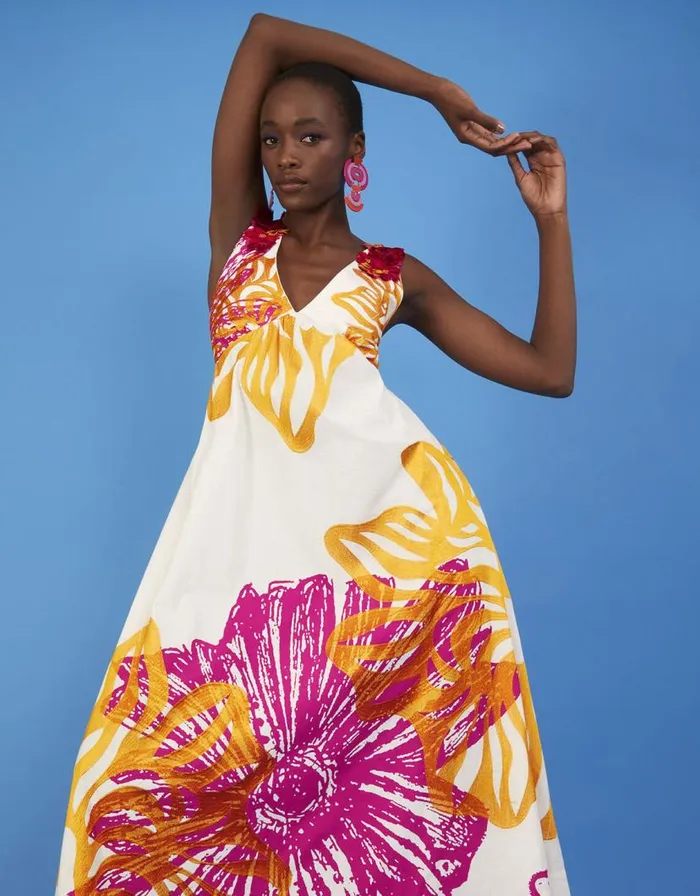 Monsoon Marguerite Floral Poplin Dress Ivory Women Summer Dresses