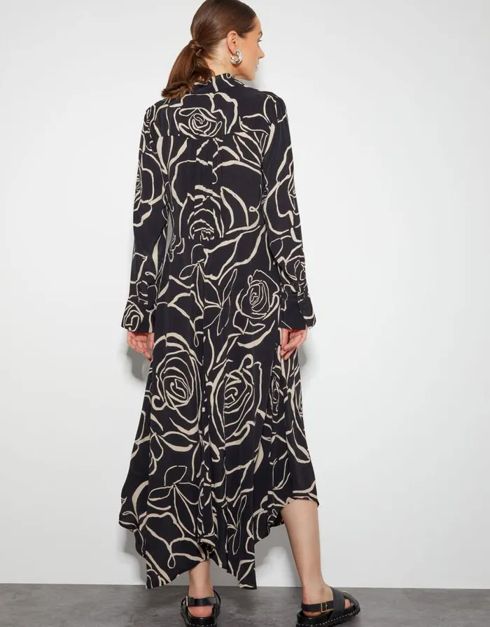 Monsoon Mary Monochrome Floral Midi Shirt Dress Black Women Day Dresses Monsoon Mary Monochrome Floral Midi Shirt Dress Black Women Day Dresses