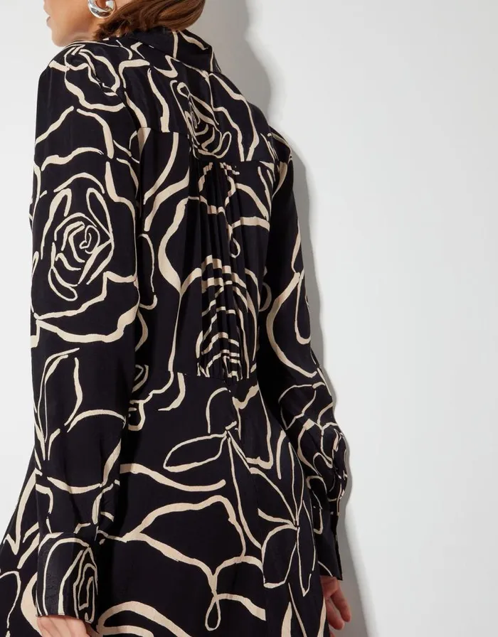 Monsoon Mary Monochrome Floral Midi Shirt Dress Black Women Day Dresses Monsoon Mary Monochrome Floral Midi Shirt Dress Black Women Day Dresses