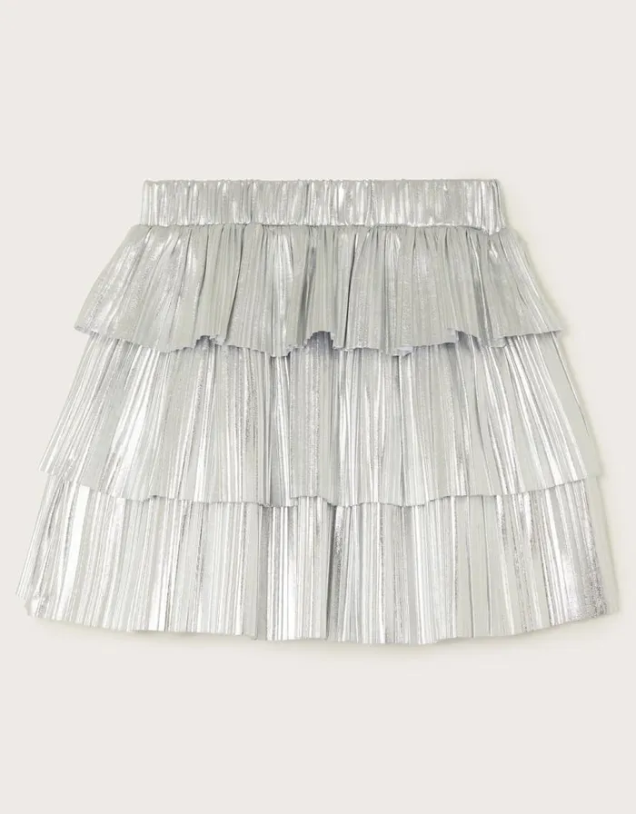 Monsoon Metallic Ruffle Skirt Silver Children Partywear Monsoon Metallic Ruffle Skirt Silver Children Partywear