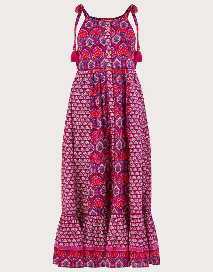 Monsoon Octavia Fan Print Dress Pink Women Casualwear Monsoon Octavia Fan Print Dress Pink Women Casualwear
