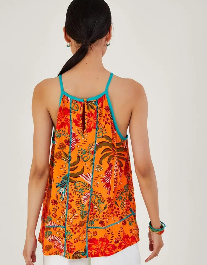 Monsoon Palm Print Cami Orange Women Tops and Blouses Monsoon Palm Print Cami Orange Women Tops and Blouses