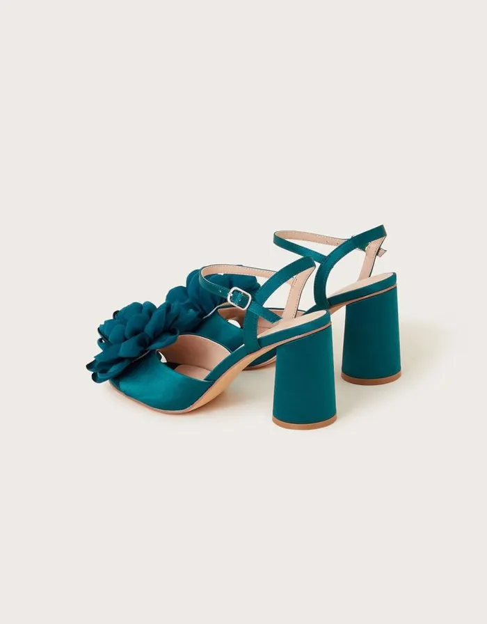 Monsoon Petal Corsage Satin Heel Sandals Teal Women Sandals Monsoon Petal Corsage Satin Heel Sandals Teal Women Sandals