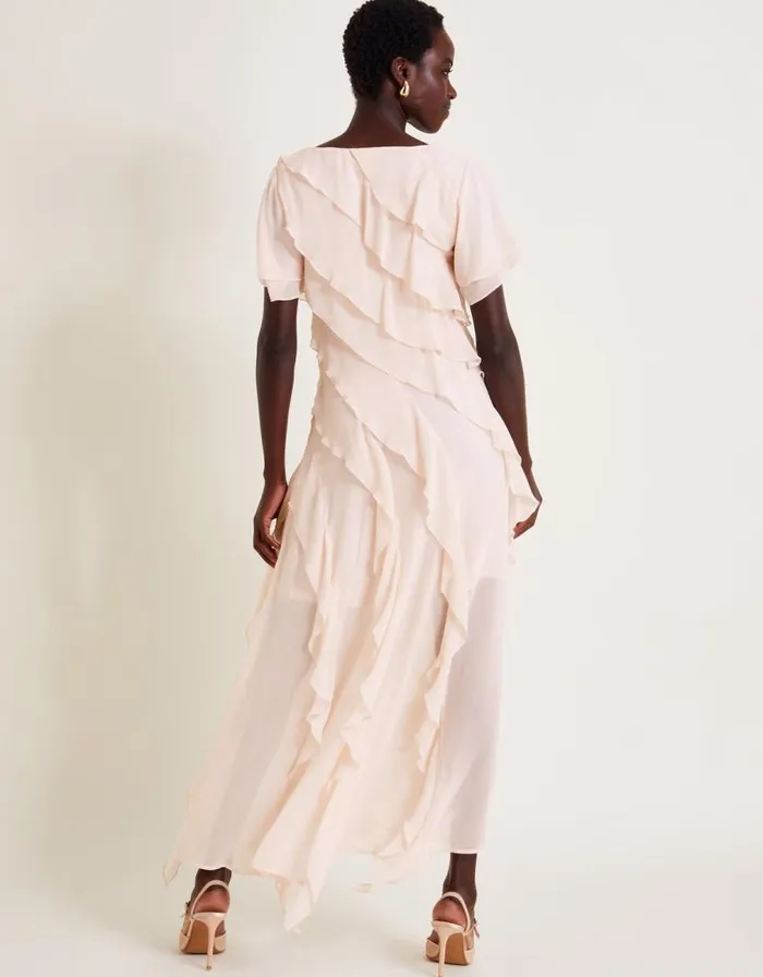 Monsoon Renata Ruffle Maxi Dress Pink Women Occasionwear Monsoon Renata Ruffle Maxi Dress Pink Women Occasionwear