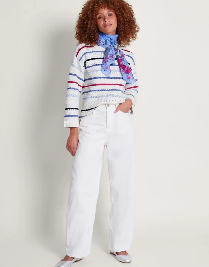 Monsoon Sainy Stitch Jumper Ivory Women Knitwear Monsoon Sainy Stitch Jumper Ivory Women Knitwear