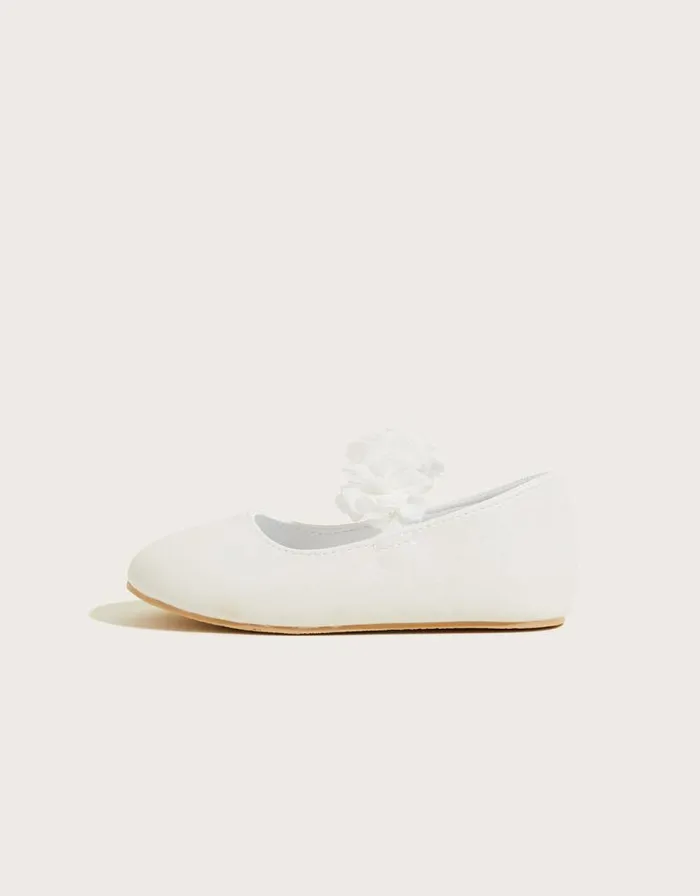 Monsoon Shimmer Corsage Walker Shoes Ivory Children Partywear Monsoon Shimmer Corsage Walker Shoes Ivory Children Partywear