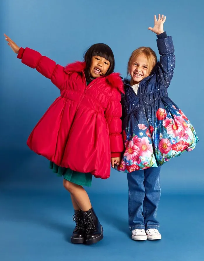 Monsoon Shirred Puffball Padded Coat Red Children Coats and Jackets