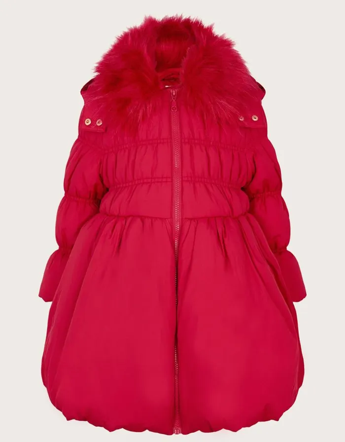 Monsoon Shirred Puffball Padded Coat Red Children Coats and Jackets Monsoon Shirred Puffball Padded Coat Red Children Coats and Jackets