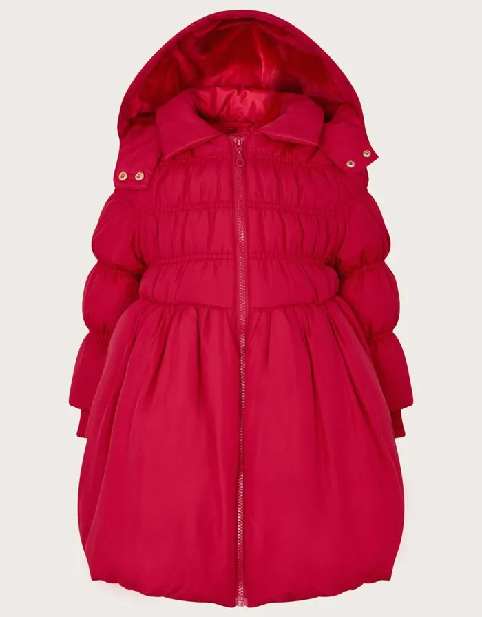 Monsoon Shirred Puffball Padded Coat Red Children Coats and Jackets Monsoon Shirred Puffball Padded Coat Red Children Coats and Jackets