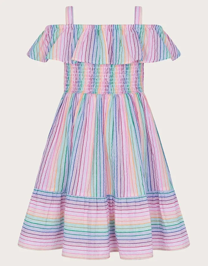Monsoon Stripe Frill Beach Dress Ivory Children Dresses Monsoon Stripe Frill Beach Dress Ivory Children Dresses