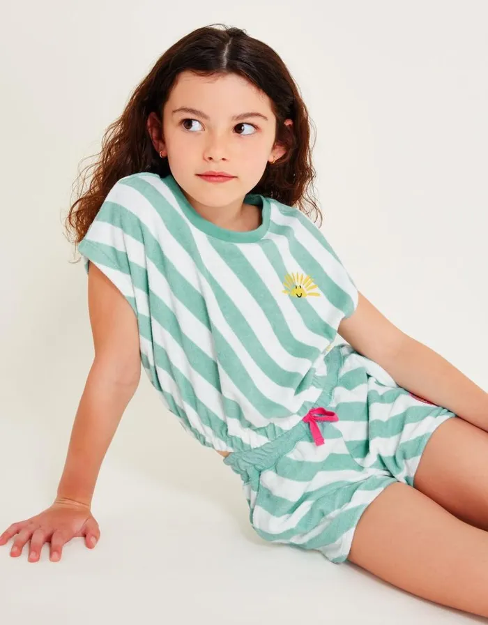 Monsoon Stripe Terry Shorts Green Children Casualwear Collection