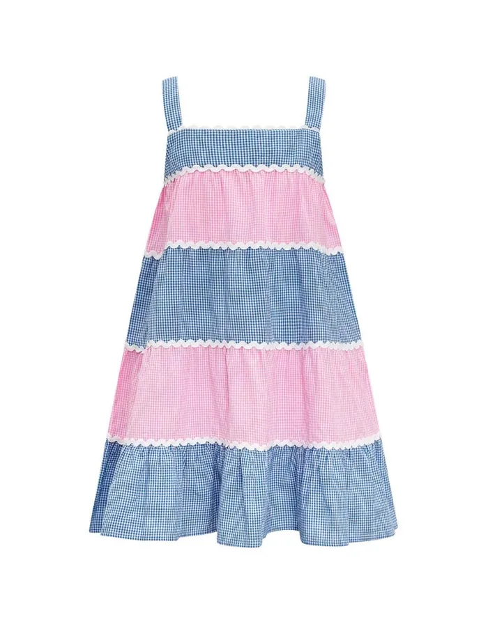 Monsoon Sunuva Gingham Tiered Dress Pink Children Dresses Monsoon Sunuva Gingham Tiered Dress Pink Children Dresses