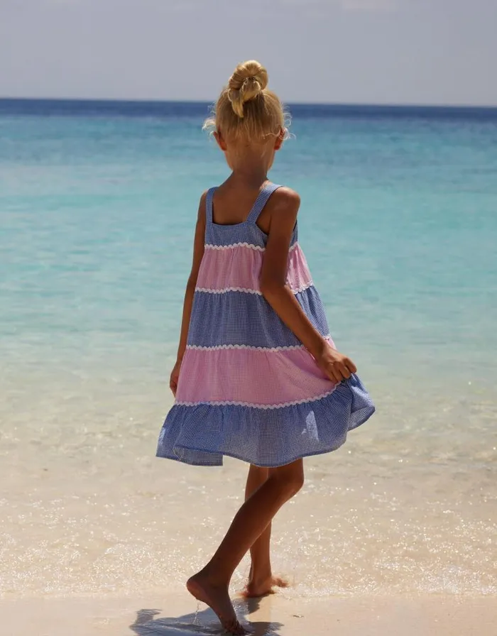 Monsoon Sunuva Gingham Tiered Dress Pink Children Dresses Monsoon Sunuva Gingham Tiered Dress Pink Children Dresses