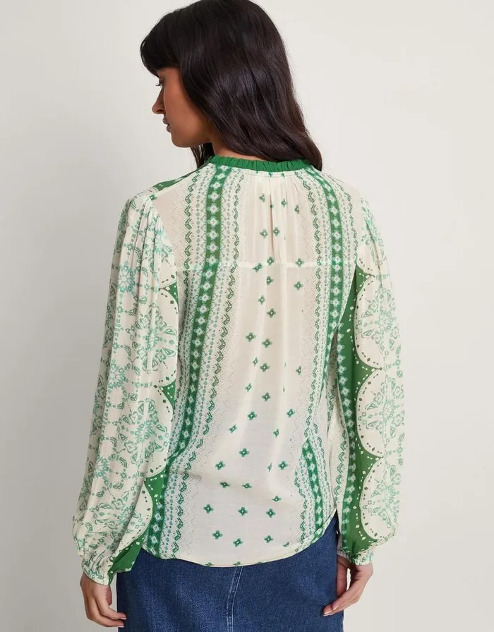 Monsoon Tamsyn Print Blouse Green Women Tops and Blouses Monsoon Tamsyn Print Blouse Green Women Tops and Blouses