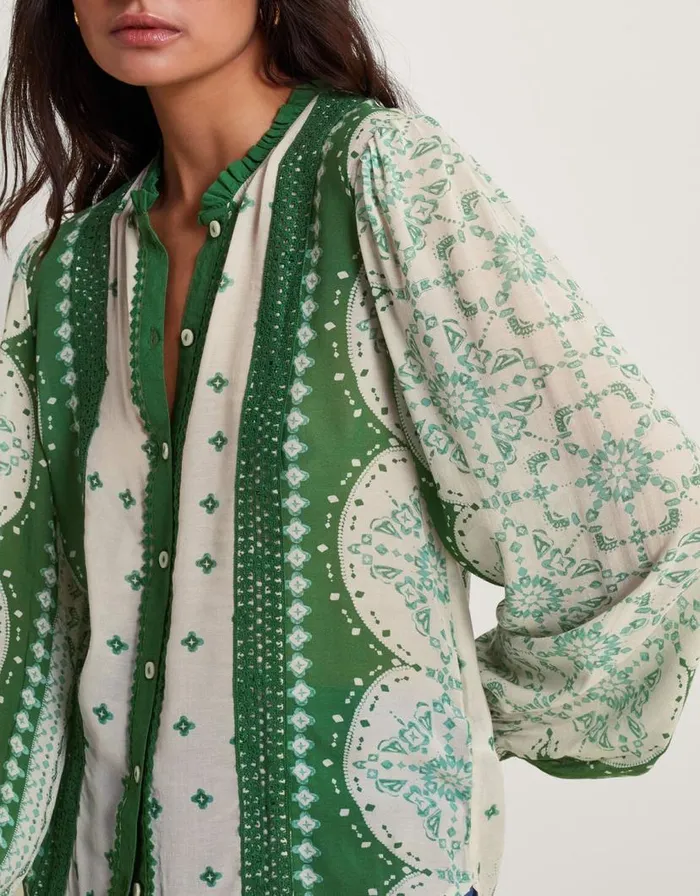 Monsoon Tamsyn Print Blouse Green Women Tops and Blouses Monsoon Tamsyn Print Blouse Green Women Tops and Blouses