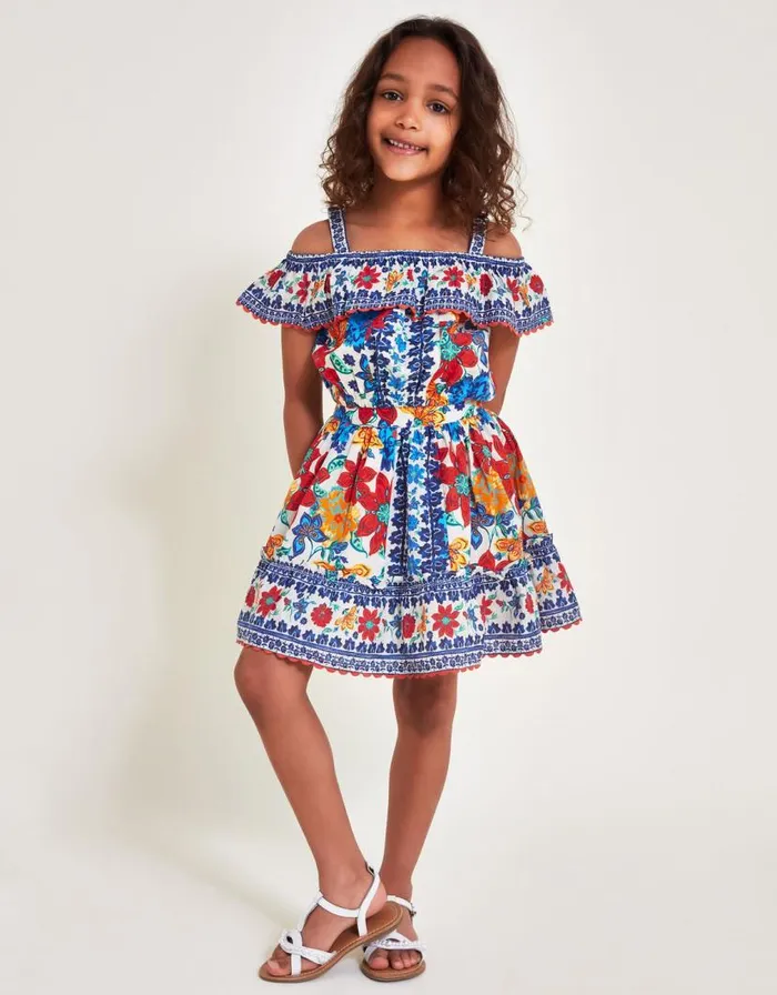 Monsoon Tile Print Top And Skirt Blue Children Sets and Outfits