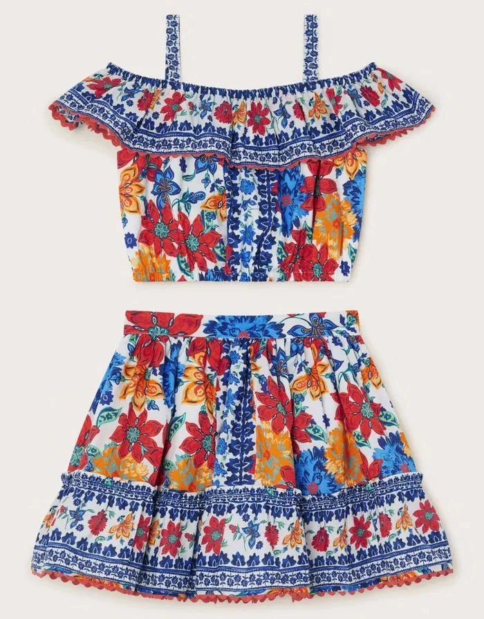 Monsoon Tile Print Top And Skirt Blue Children Sets and Outfits Monsoon Tile Print Top And Skirt Blue Children Sets and Outfits