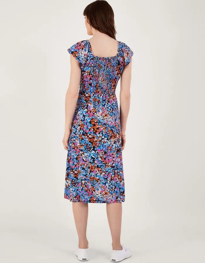 Monsoon Twist Detail Ditsy Print Jersey Dress Blue Women Midi Dresses Monsoon Twist Detail Ditsy Print Jersey Dress Blue Women Midi Dresses