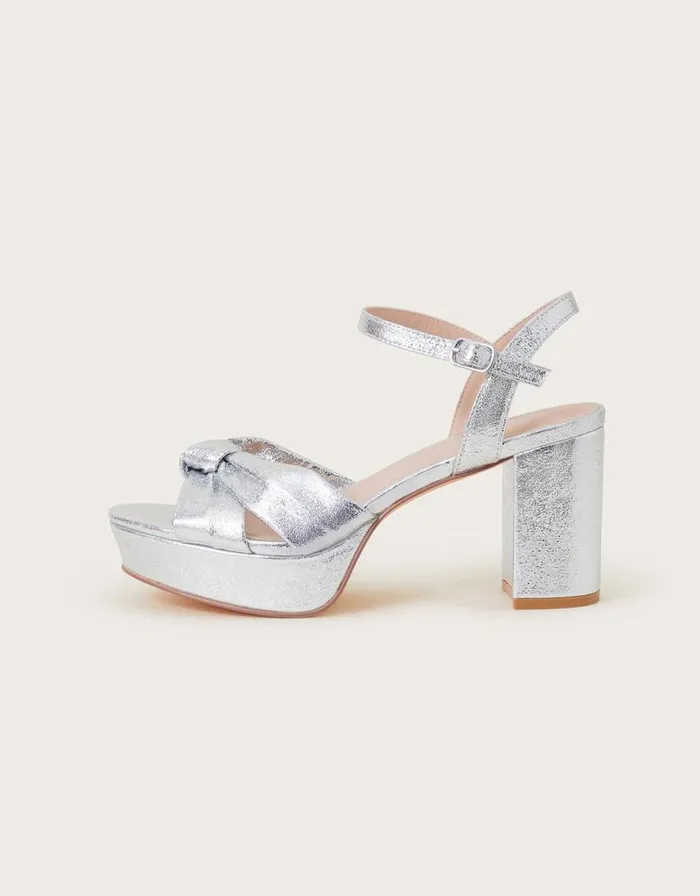 Monsoon Twist Knot Platform Heels Silver Women Platforms Monsoon Twist Knot Platform Heels Silver Women Platforms
