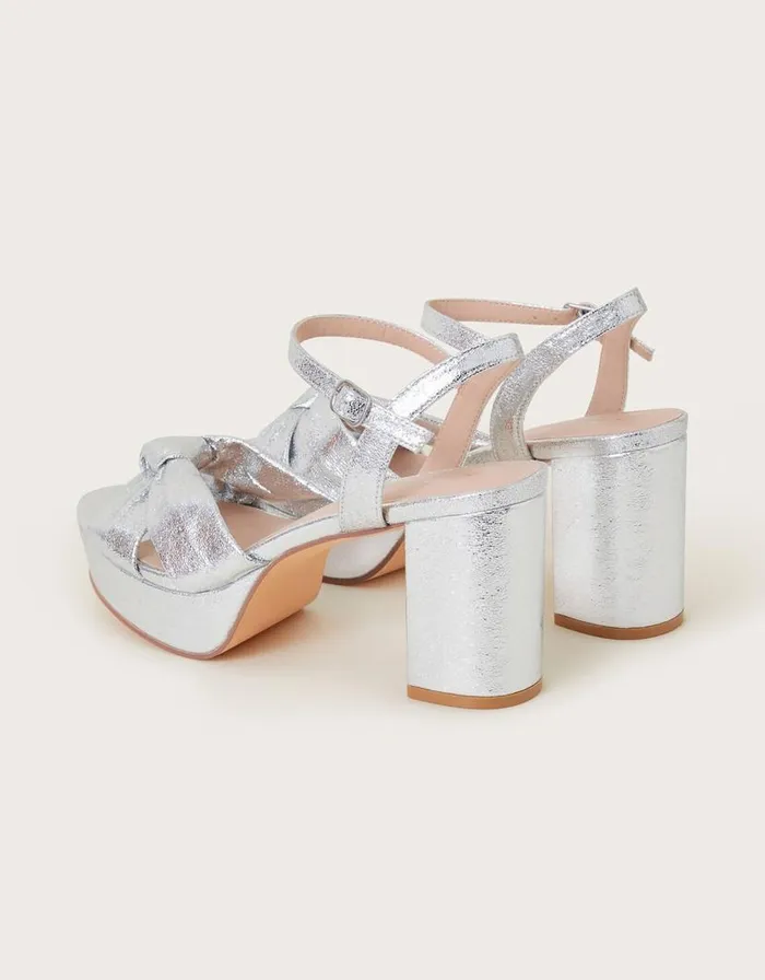 Monsoon Twist Knot Platform Heels Silver Women Platforms Monsoon Twist Knot Platform Heels Silver Women Platforms
