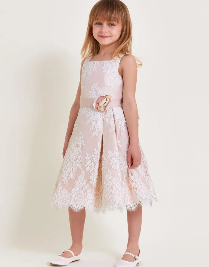 Monsoon Valeria Lace Dress Pink Children Dresses