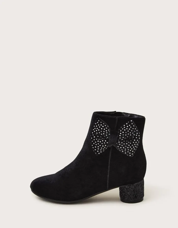 Monsoon Velvet Bow Boots Black Children Girls039 Shoes and Sandals Monsoon Velvet Bow Boots Black Children Girls039 Shoes and Sandals