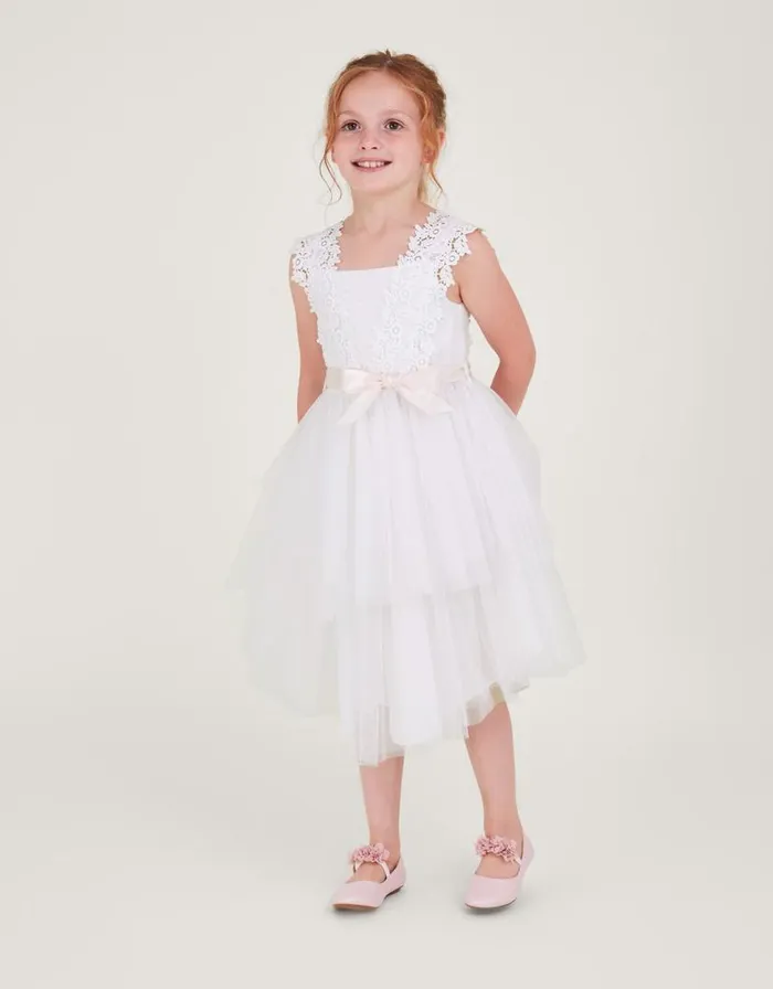 Monsoon Zaralia Lace Safire Dress Ivory Children Partywear