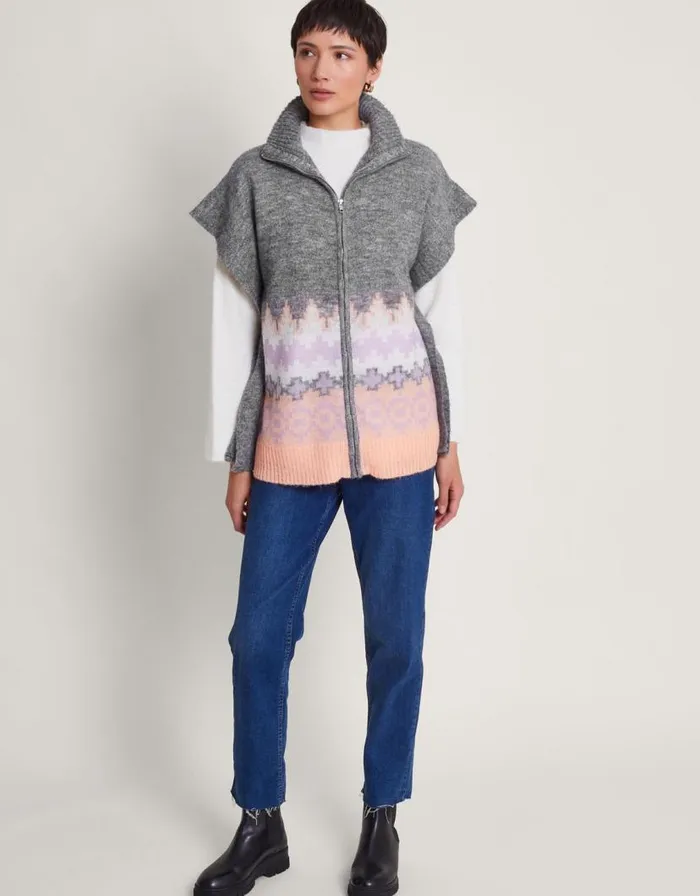 Monsoon Zia Fair Isle Poncho Women Knitwear