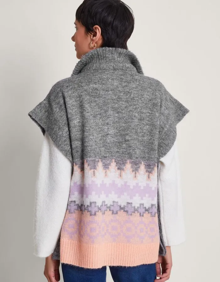 Monsoon Zia Fair Isle Poncho Women Knitwear