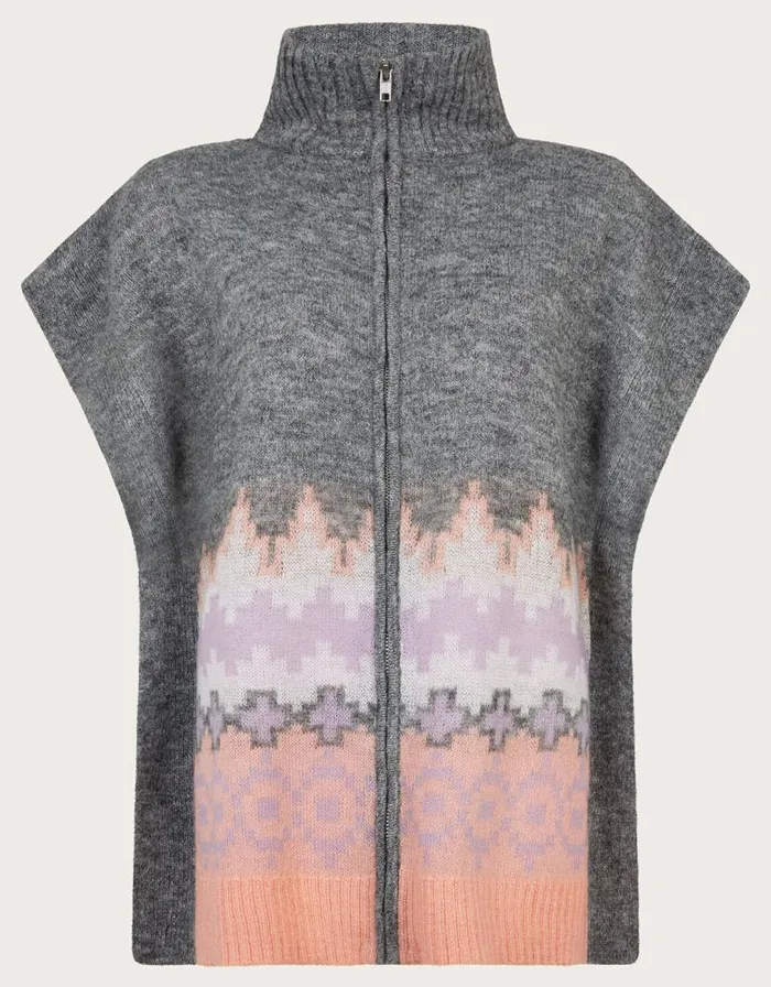 Monsoon Zia Fair Isle Poncho Women Knitwear