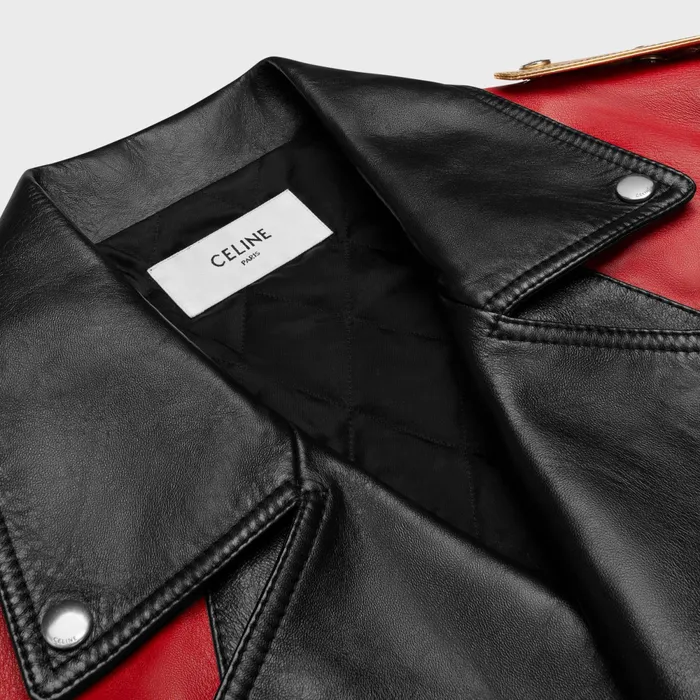 Multicolored Biker Jacket In Soft Lambskin Blackredgold Men CELINE LEATHER
