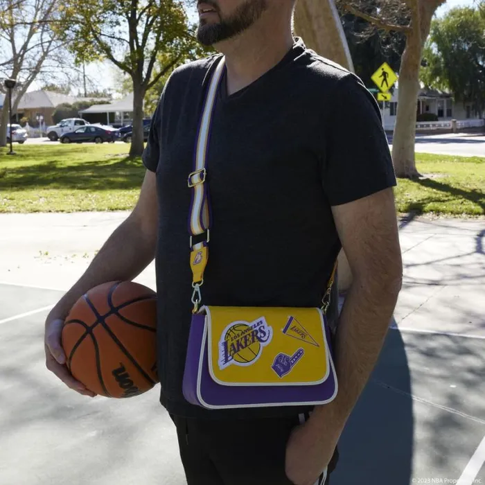 NBA Los Angeles Lakers Patch Icons Crossbody Bag Unisex Loungefly Crossbody Bags