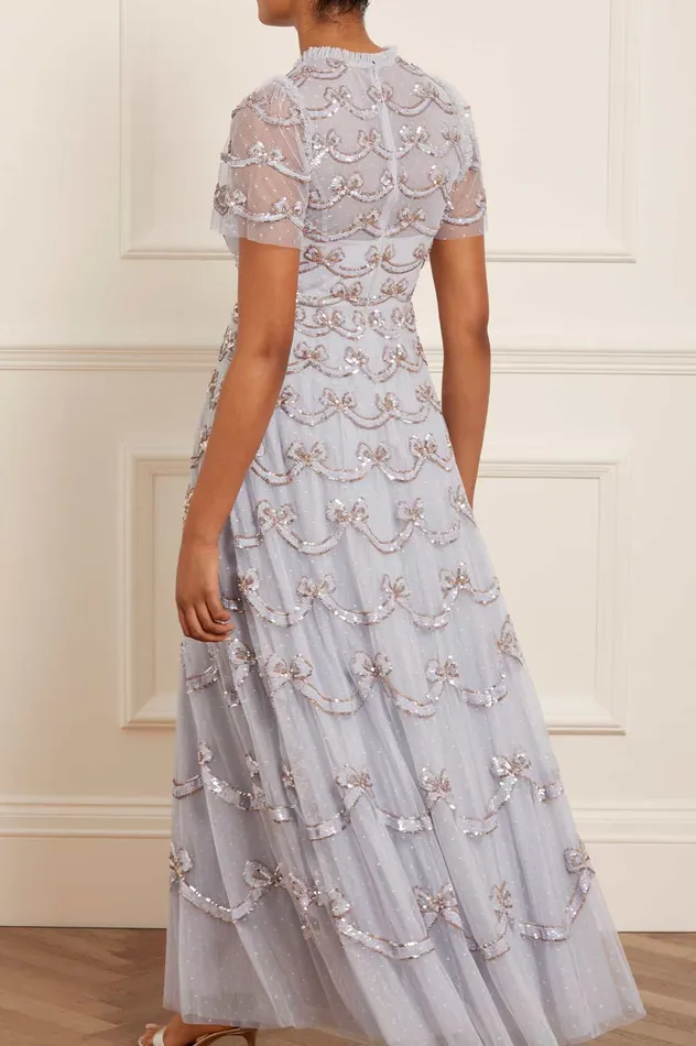 Needle and Thread Bow Sequin Short Sleeve Gown Blue Women Embellished Dresses Needle and Thread Bow Sequin Short Sleeve Gown Blue Women Embellished Dresses