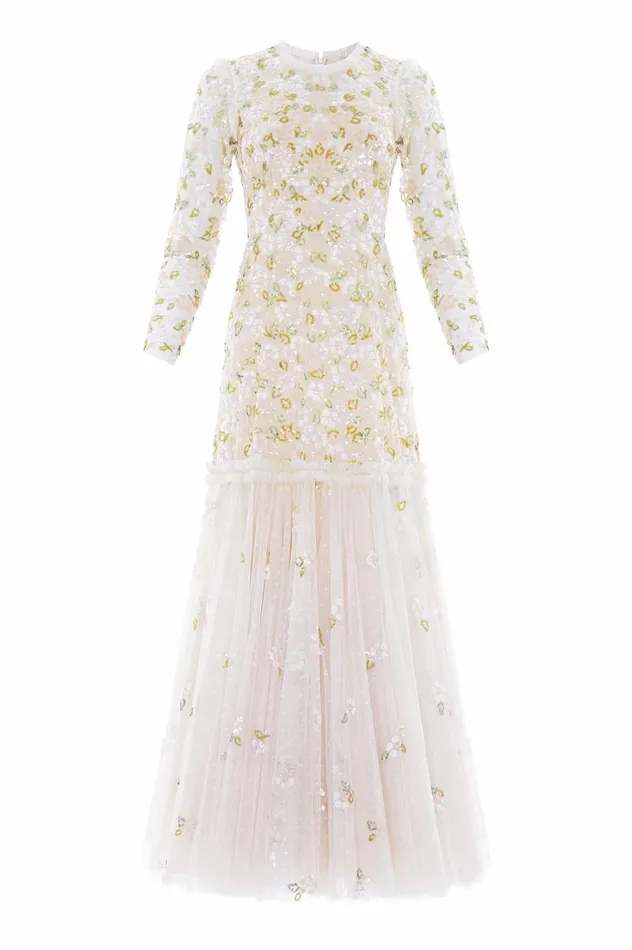 Needle and Thread Brianna Long Sleeve Gown Champagne Women Embellished Dresses Needle and Thread Brianna Long Sleeve Gown Champagne Women Embellished Dresses