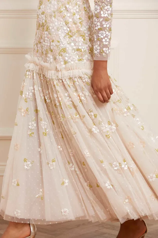Needle and Thread Brianna Long Sleeve Gown Champagne Women Embellished Dresses Needle and Thread Brianna Long Sleeve Gown Champagne Women Embellished Dresses