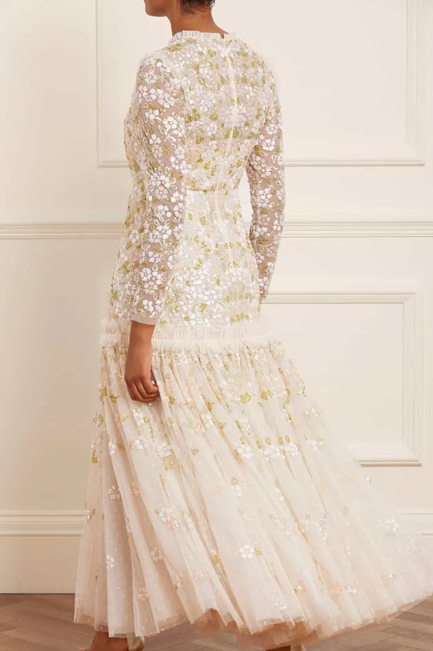 Needle and Thread Brianna Long Sleeve Gown Champagne Women Embellished Dresses Needle and Thread Brianna Long Sleeve Gown Champagne Women Embellished Dresses
