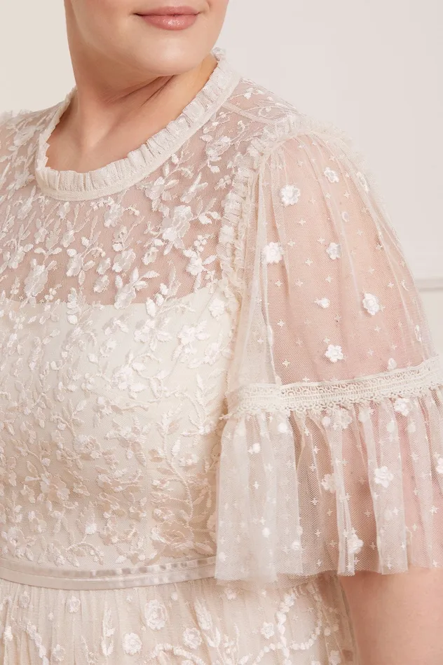 Needle and Thread Midsummer Lace Round Neck Gown Champagne Women Embroidered Dresses
