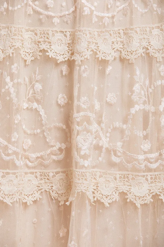 Needle and Thread Midsummer Lace Round Neck Gown Champagne Women Embroidered Dresses