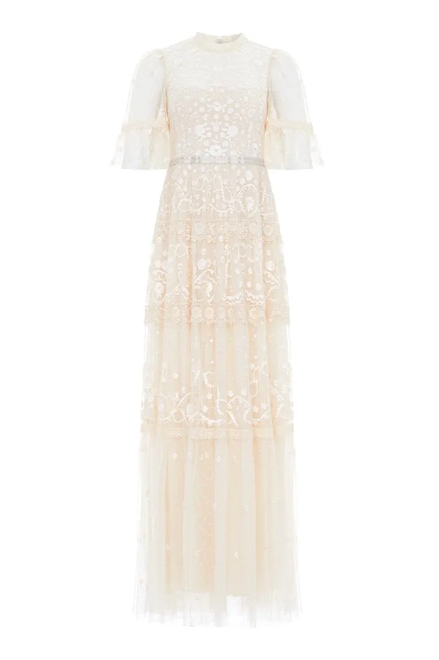 Needle and Thread Midsummer Lace Round Neck Gown Champagne Women Embroidered Dresses