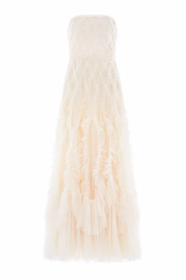 Needle and Thread Rosella Ruffle Strapless Gown Champagne Women Exclusives