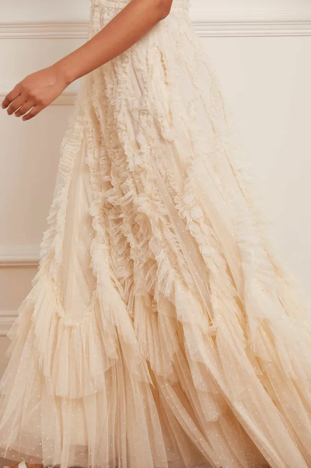 Needle and Thread Rosella Ruffle Strapless Gown Champagne Women Exclusives
