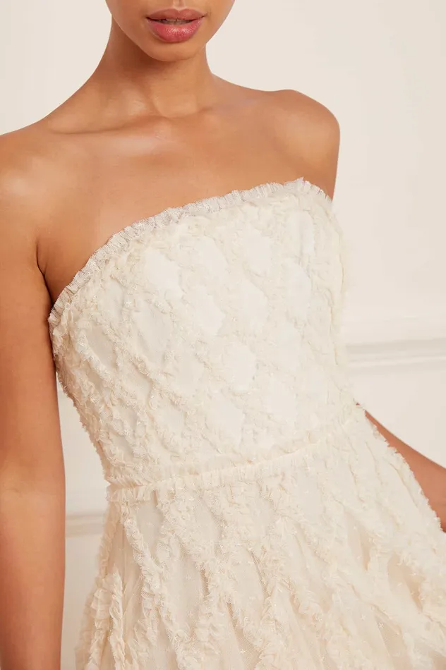 Needle and Thread Rosella Ruffle Strapless Gown Champagne Women Exclusives
