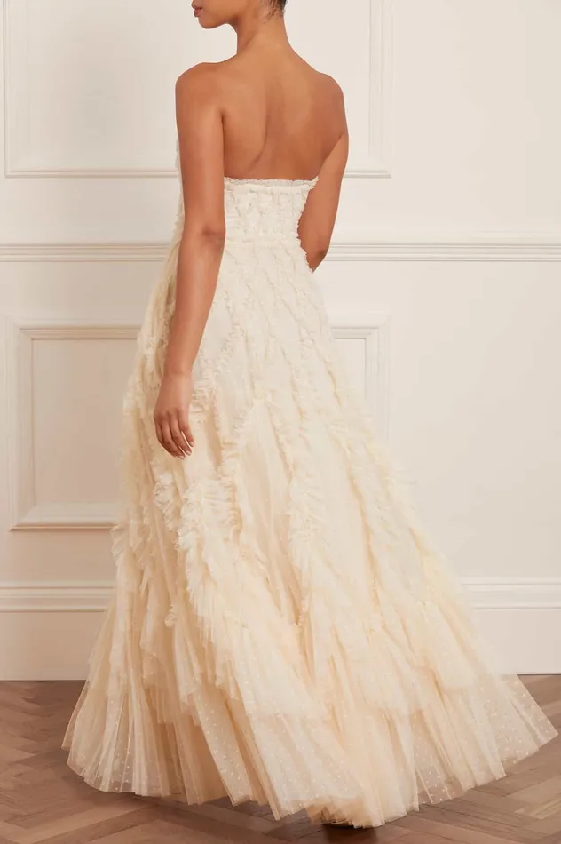 Needle and Thread Rosella Ruffle Strapless Gown Champagne Women Exclusives