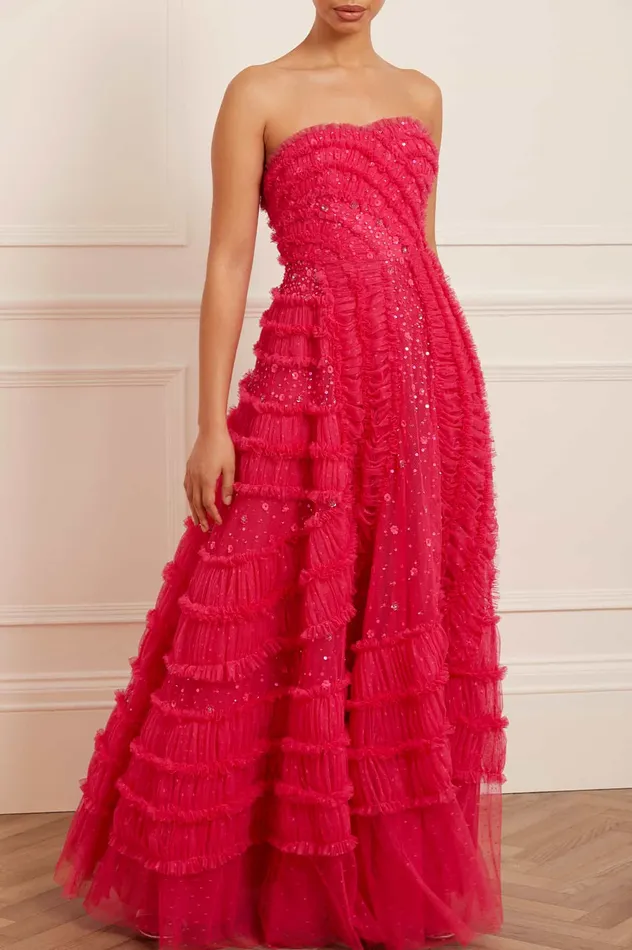 Needle and Thread Violet Shimmer Strapless Gown Pink Women Embellished Dresses Needle and Thread Violet Shimmer Strapless Gown Pink Women Embellished Dresses