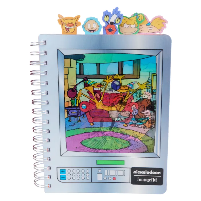 Nickelodeon Retro TV Triple Lenticular Stationery Spiral Tab Journal Unisex Loungefly Small Accessories Nickelodeon Retro TV Triple Lenticular Stationery Spiral Tab Journal Unisex Loungefly Small Accessories